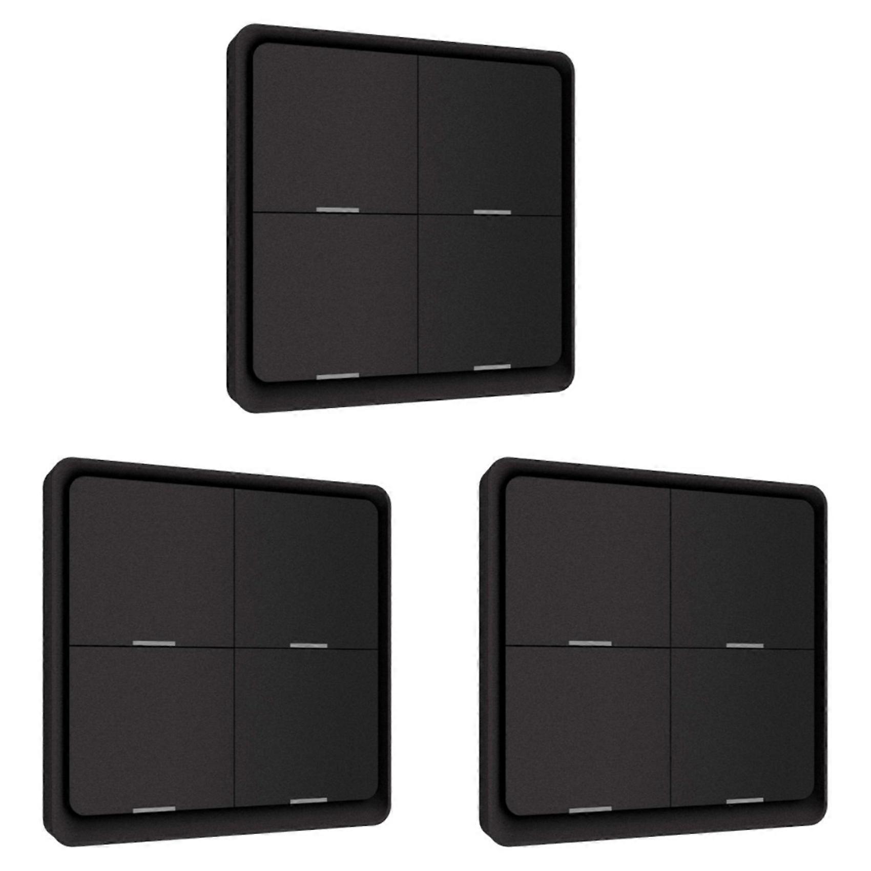 3X 4 Gang for Tuya ZigBee Wireless 12 Scene Switch, Push Button Controller Battery Powered Automation Scenario, Black