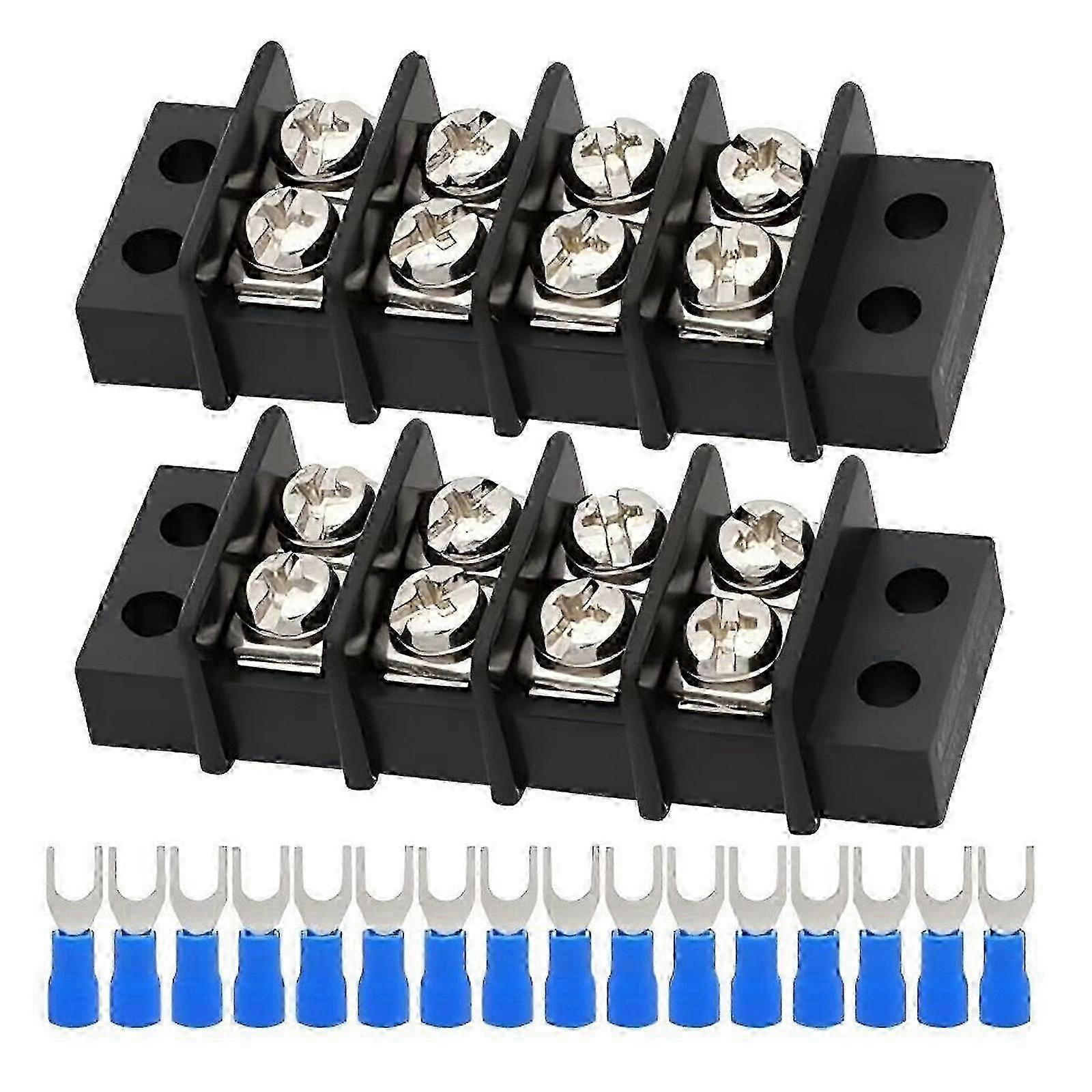 2pcs Double Row 2-12 Position Screw Terminal Blocks With Insulated Barriers For Secure Electrical Connection w