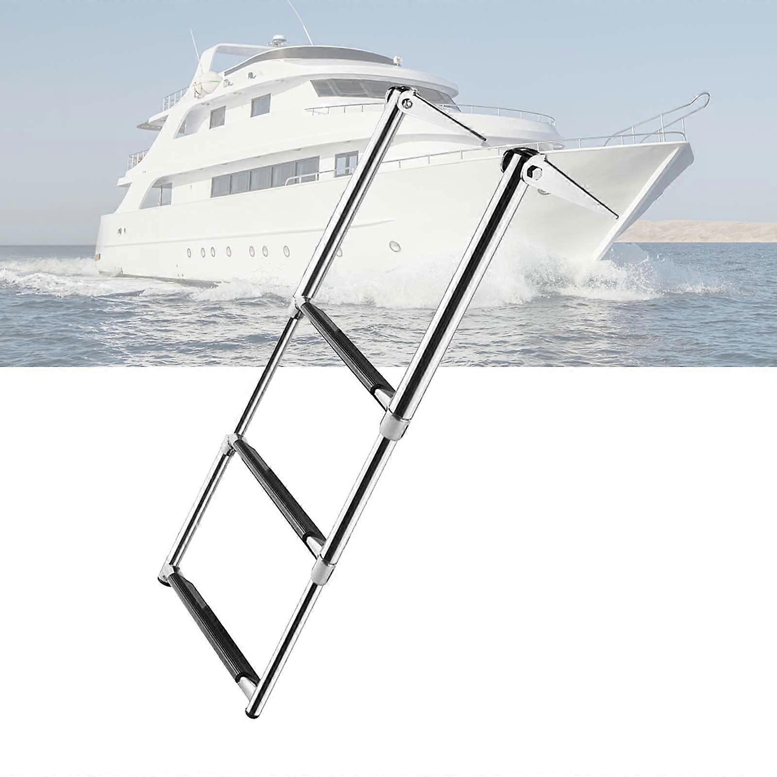 Boat Boarding Ladder 3 Step Stainless Steel Telescopic Swim Ladder with Wide NonSlip Steps for Dock and Pontoon