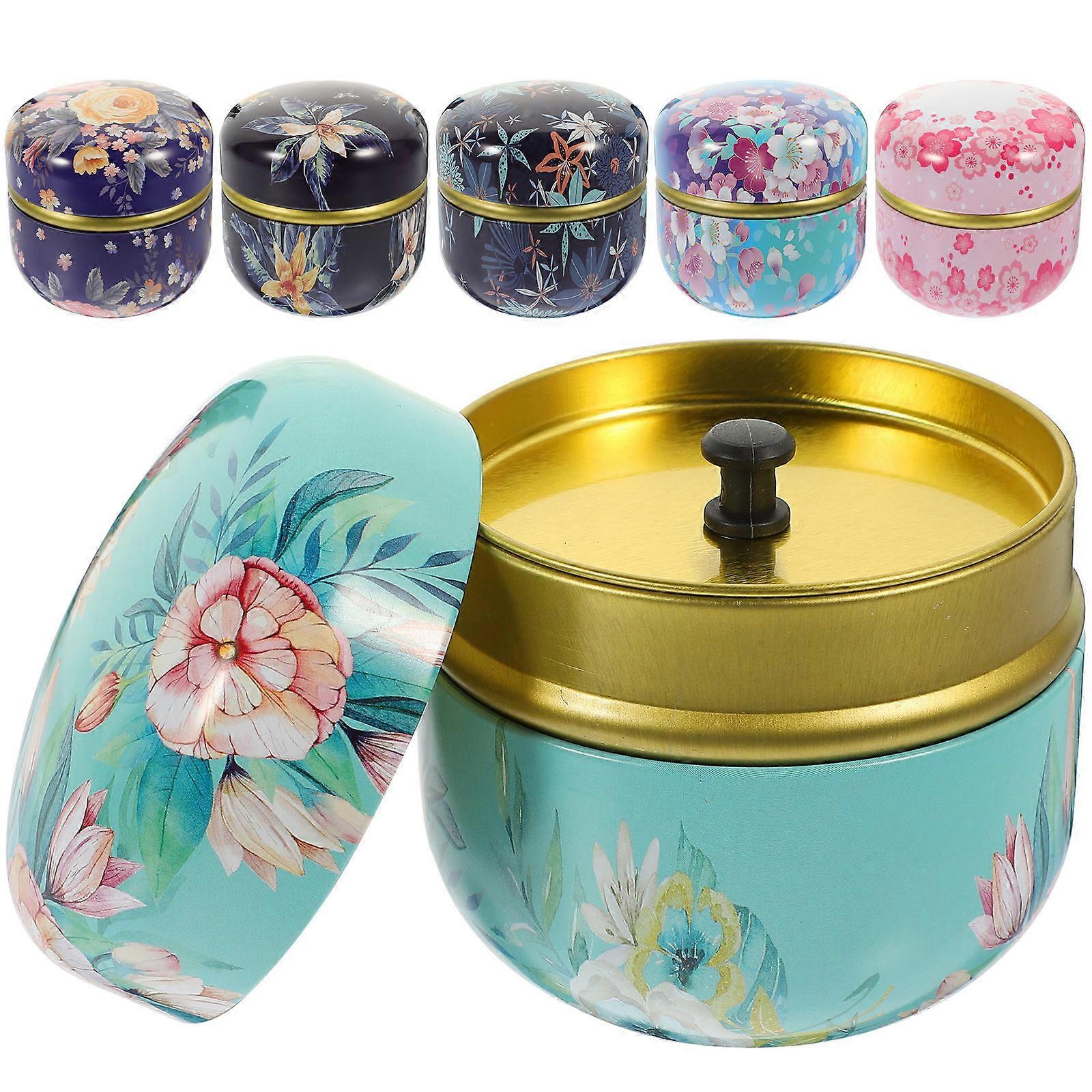 6pcs  Multi-color Tinplate Jars Candy Tins  Round Containers Tea Storage Holders
