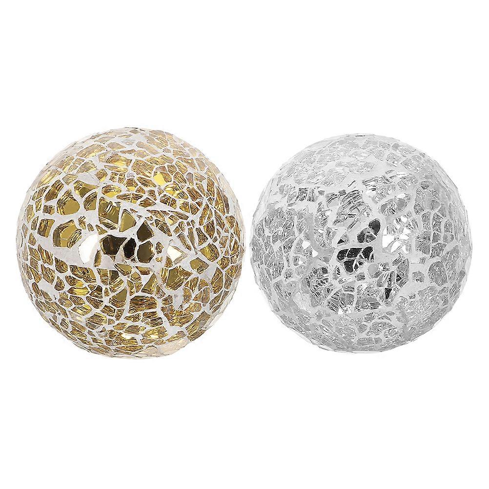 Glass Mosaic Balls Decorative for Decor 2Pcs Unique Spheres