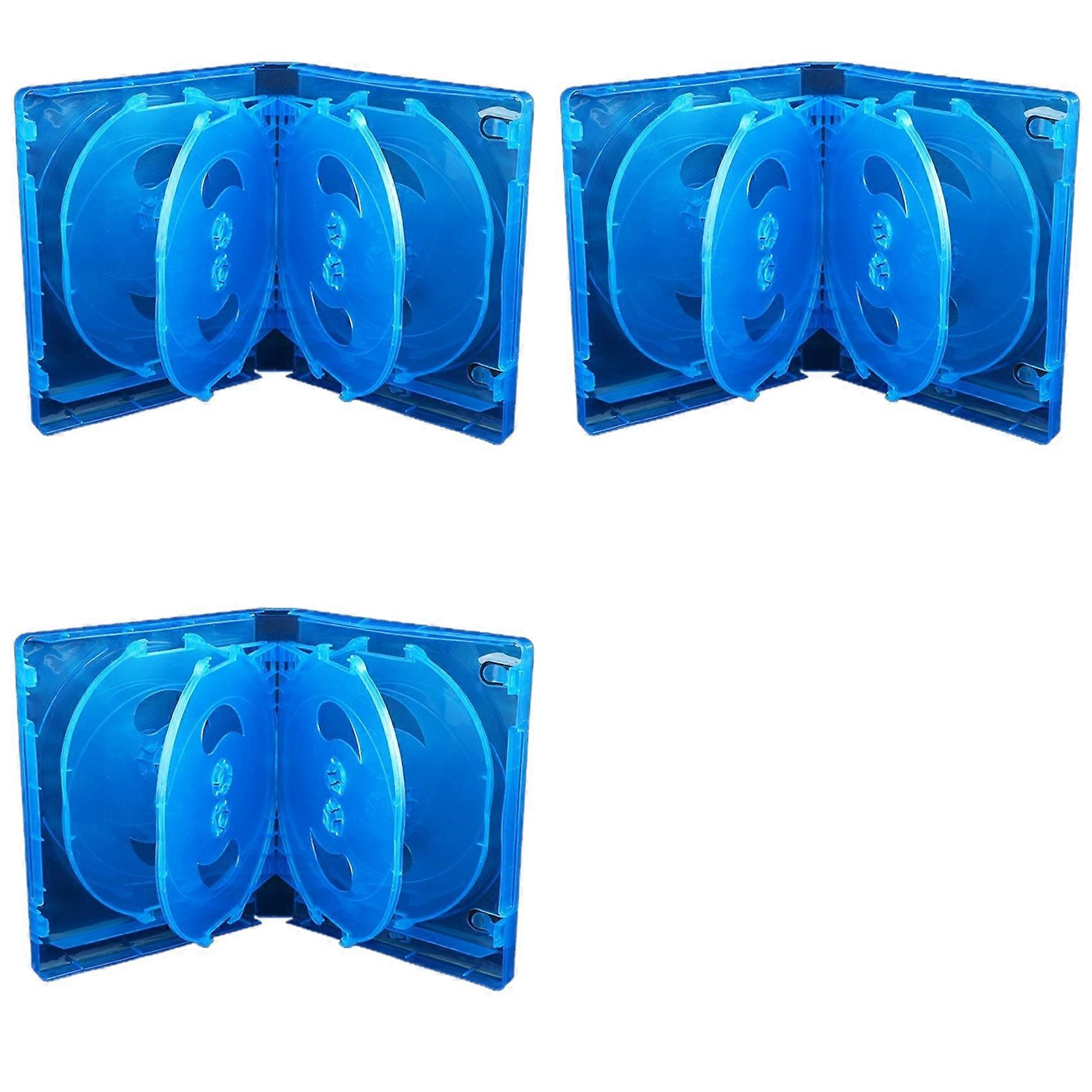 3X CD Storage Box 10-Piece Pack CD Case Plastic Double-Sided CD Storage Car CD Case Thickened DVD Case,Blue