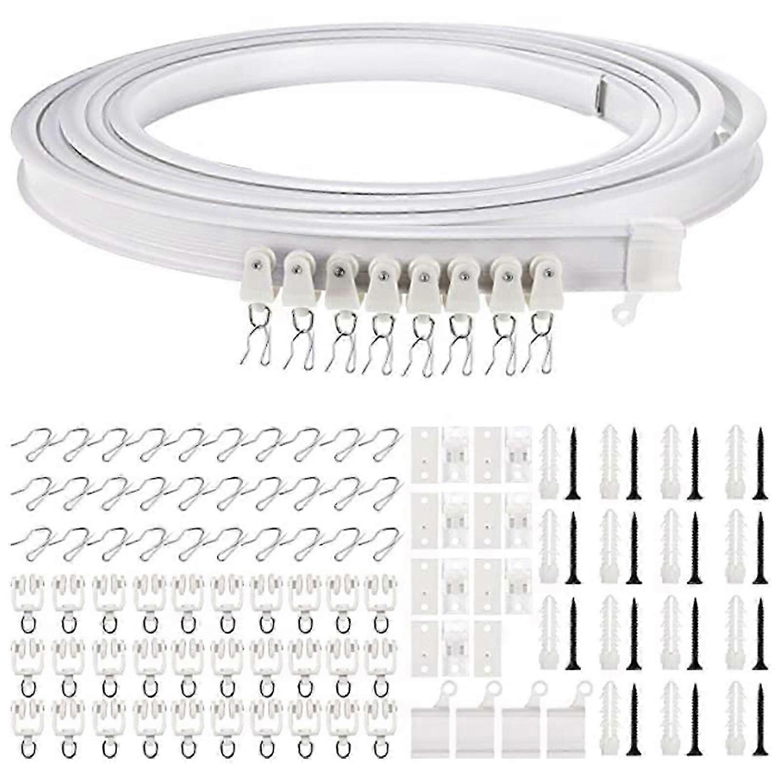 Bendable Ceiling Curved Curtain Track Flexible Ceiling Curtain Mount Curved Track for Curtain Rail with Metal Hooks 5M