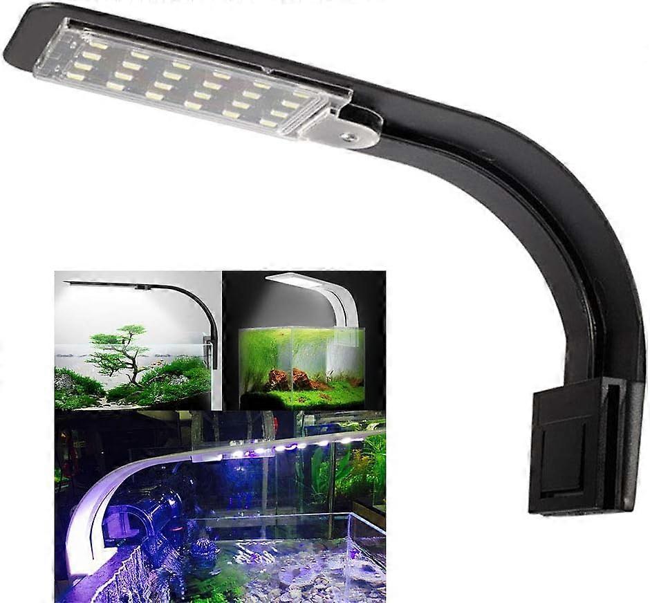 AQQA Aquarium Clip On Light,Fish Tank Full Spectrum LED Light,24/7 Sunrise Sunrise Mode+10 Adjustable Brightness Levels+Detachable Bracket+RGB LEDs +