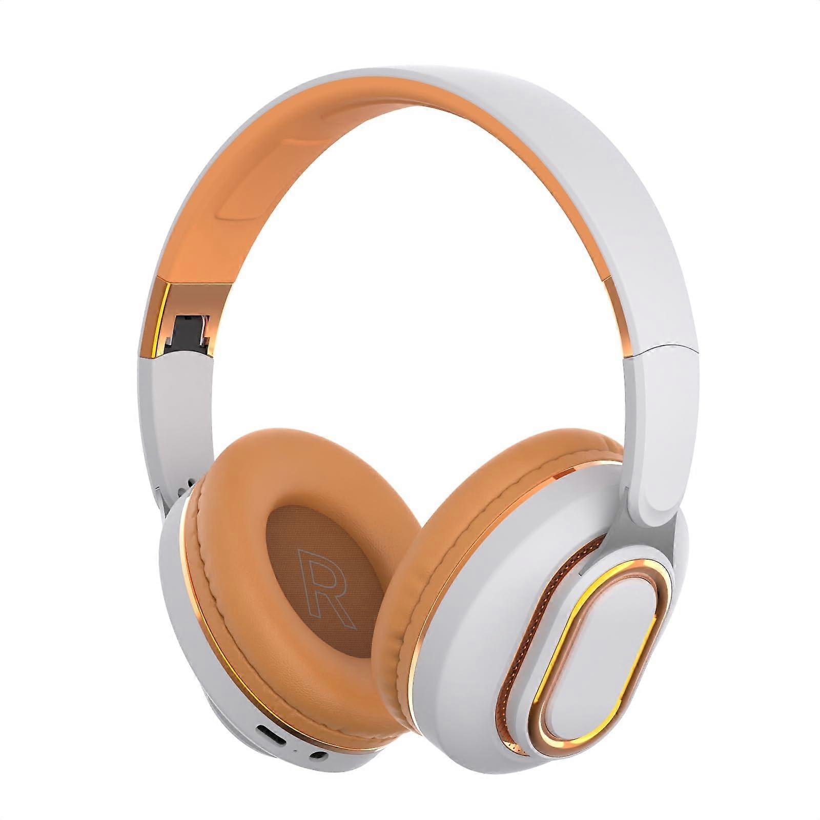 H7 Foldable Bluetooth OverEar Headphones with Mic, Wireless and Wired, Memory Foam Cushions, Off White