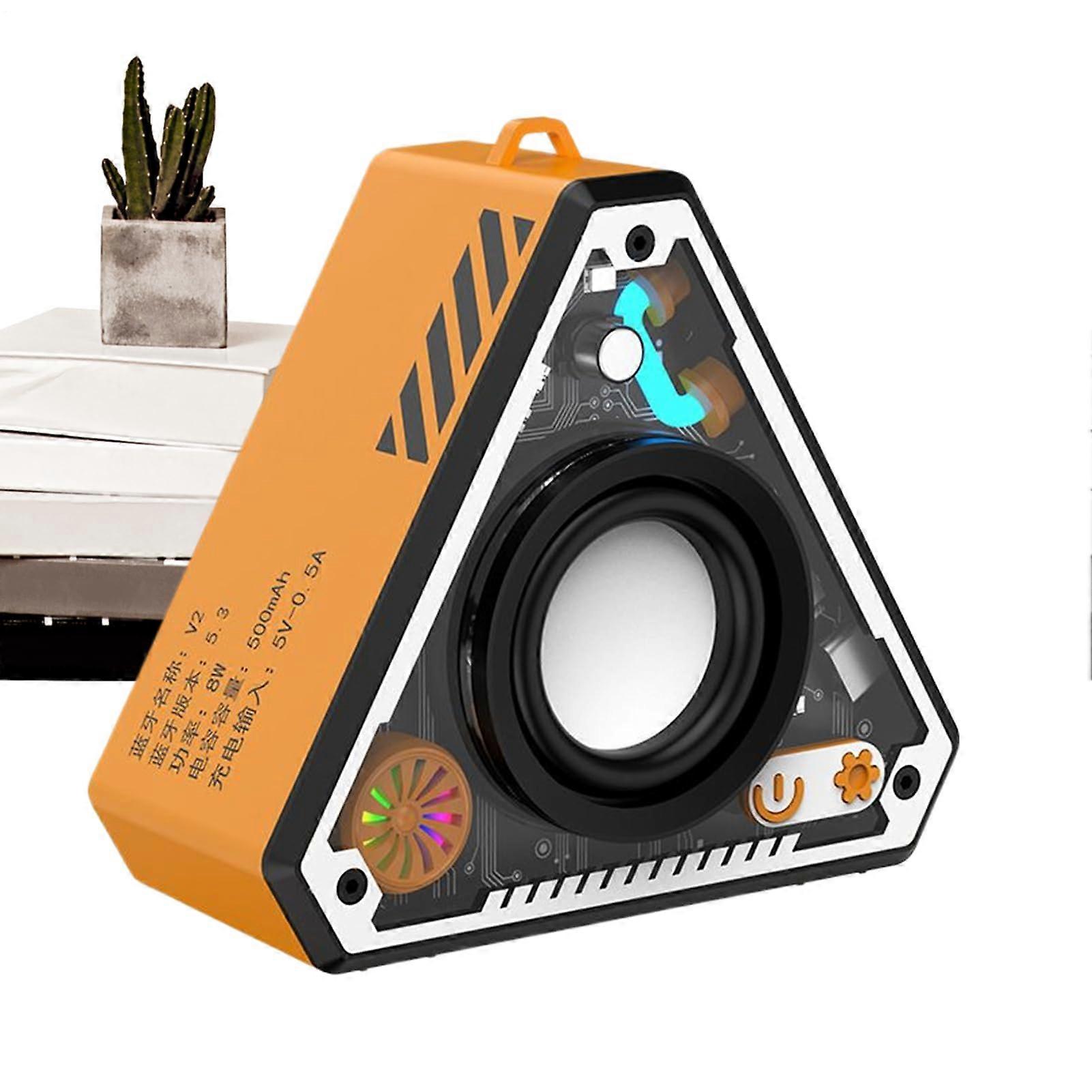 Portable Speakers Bluetooth Wireless Subwoofer, Desktop Bass Audio Amplifier Boombox, Rechargeable Orange For Pool Patio