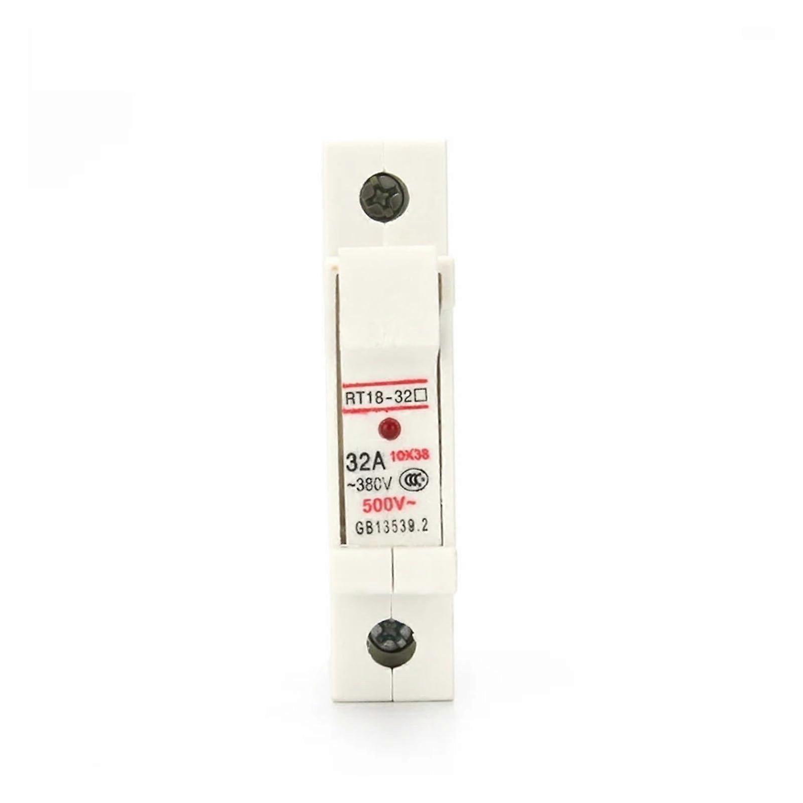 RT18-32X AC 380V Copper Fuse Holder 10x38mm DIN Rail Mount 1P 32A 500V Fuse Holder with Bottom Adapter