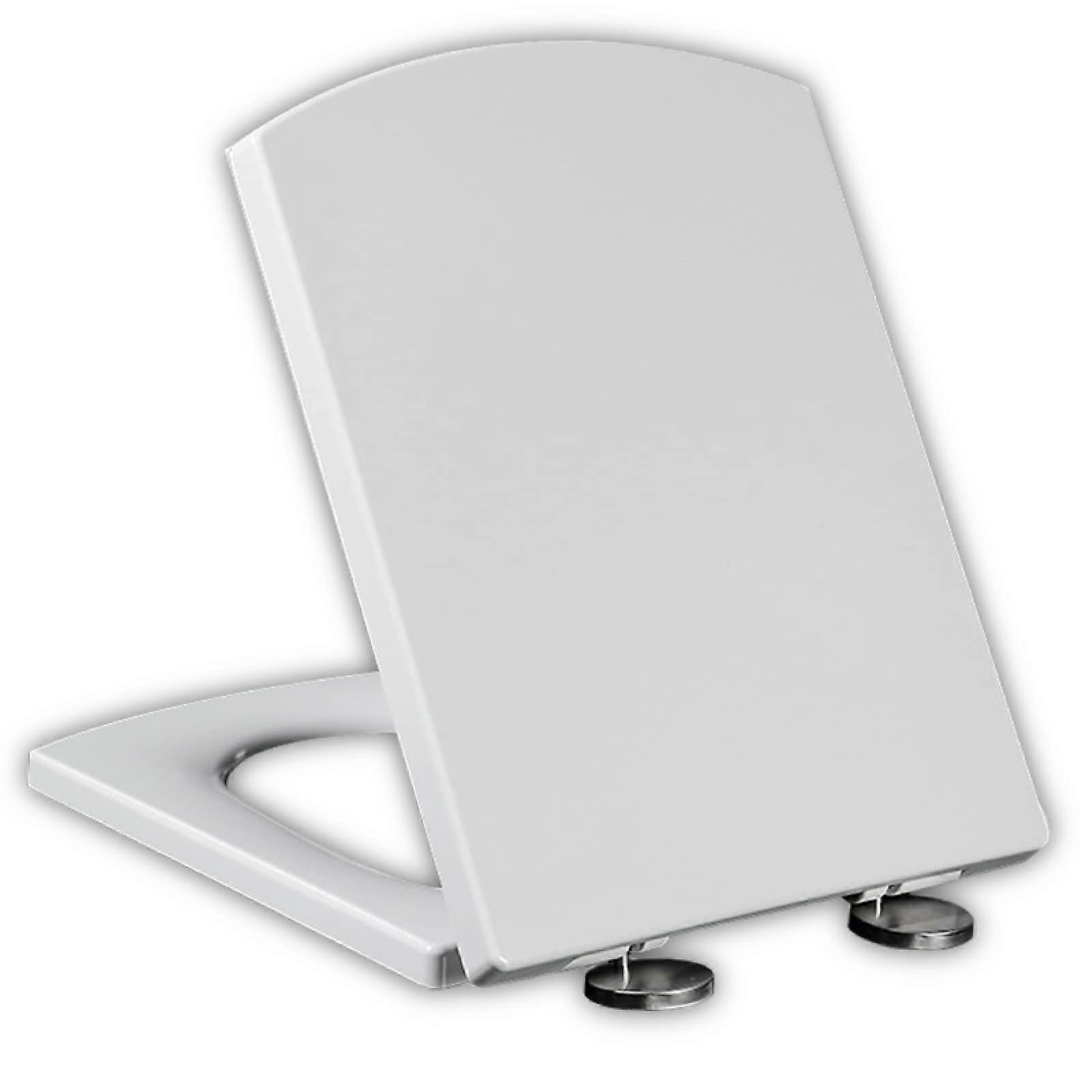 Heavy Duty Soft Close Square Toilet Seat White with Quick Release Hinges and Scratch Resistant Surface