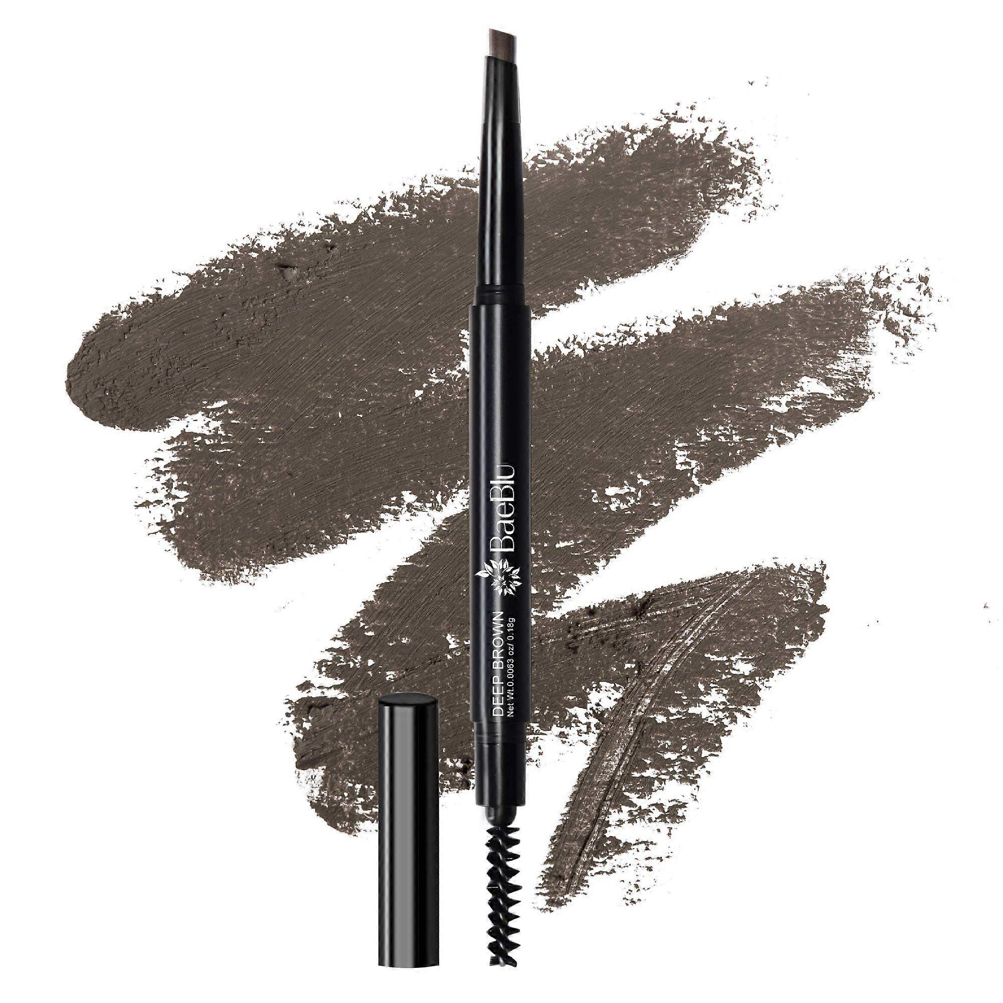 Retractable Eyebrow Pencil with Brush, Vegan Long Wear Smudgeproof Brow Definer, Deep Brown