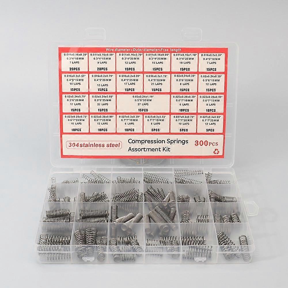 300PCS/box 304 Stainless Steel Compression Spring Assortment Kit  DIY Projects