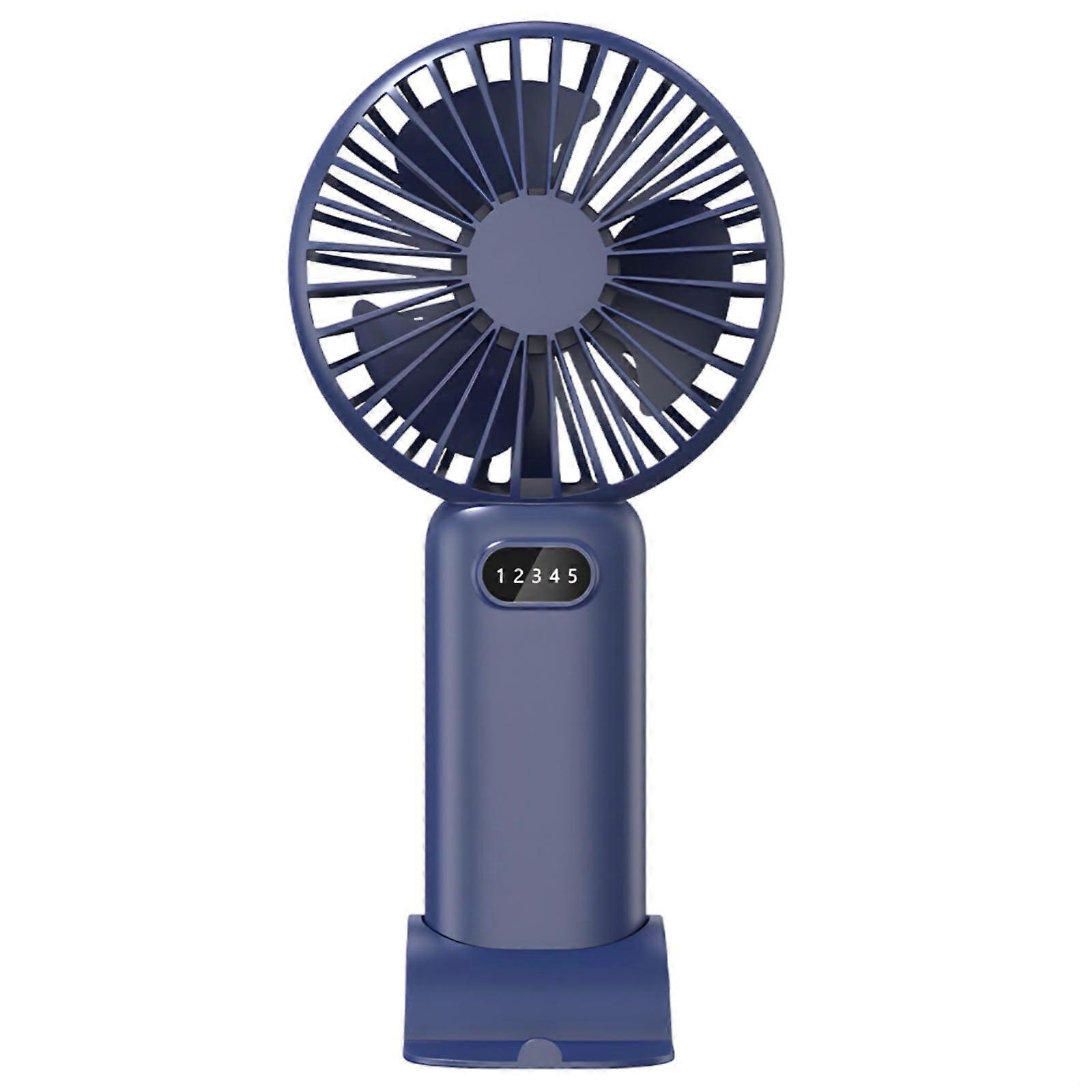 Portable Handheld Fan with Strong Wind, 3Speed Adjustable, Rechargeable, Removable Base, Blue