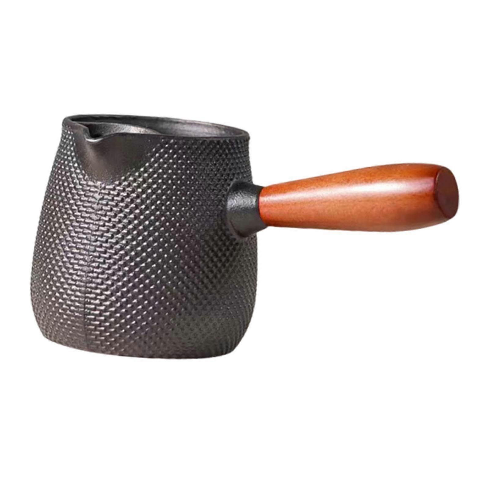 Cast Iron Teapot 600ml with Side Handle for Open Flame Brewing and Camping Hiking