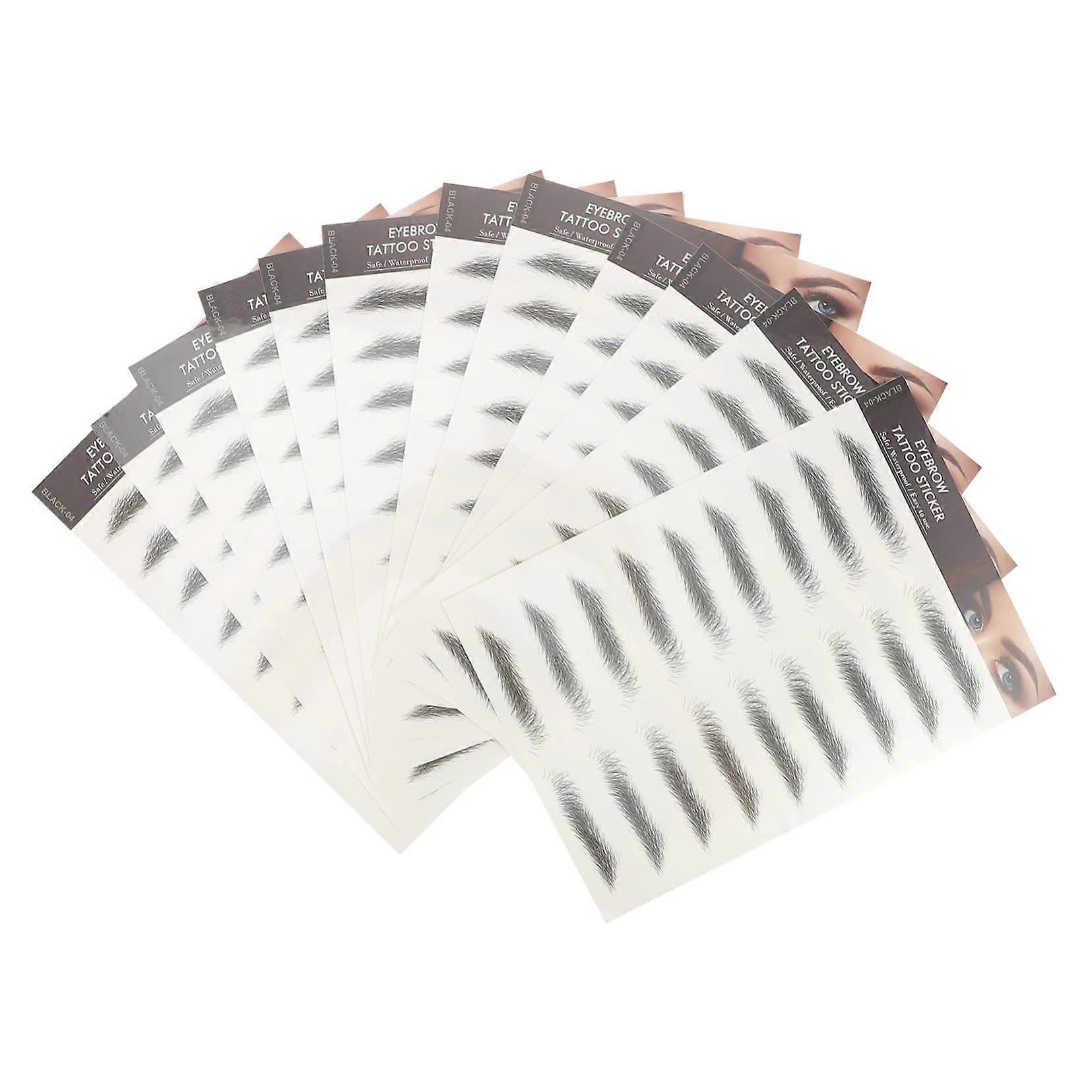 12pcs Artificial Eyebrow Tattoos Stickers, Natural Full Brows, Waterproof, Easy Quick Makeup