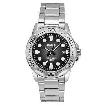 Casio Standard Analog Edelstahl Schwarzes Zifferblatt Quarz MTD-140D-1AV 100M Herrenuhr