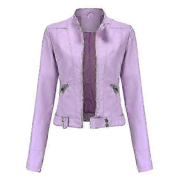 Women's Leather Jacket Casual Zipper Regular-fit 26-27s