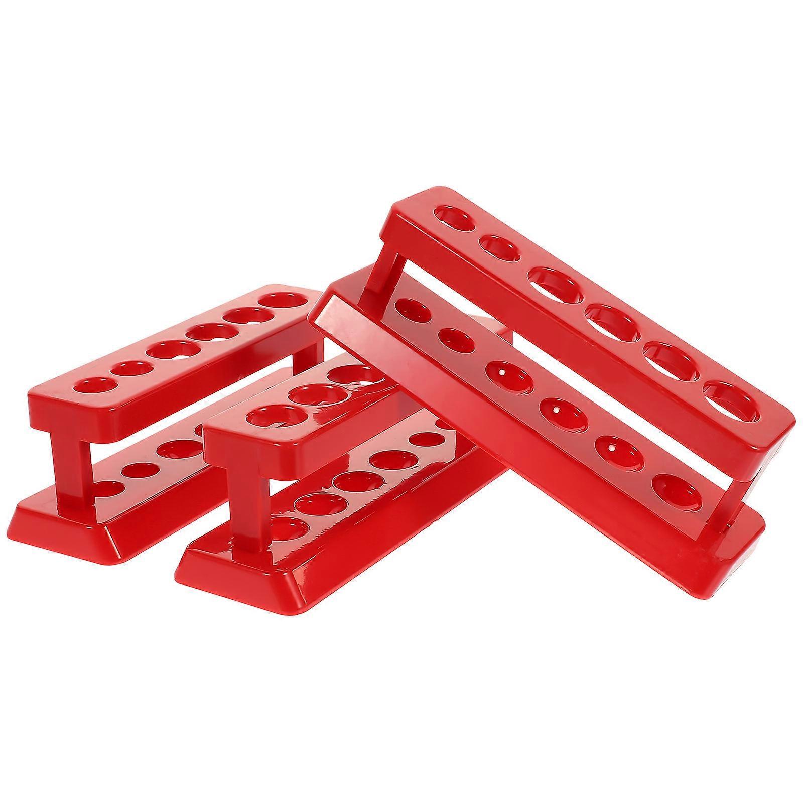 Red Test Tube Stand for School Teaching Use 3Pcs Plastic Holder