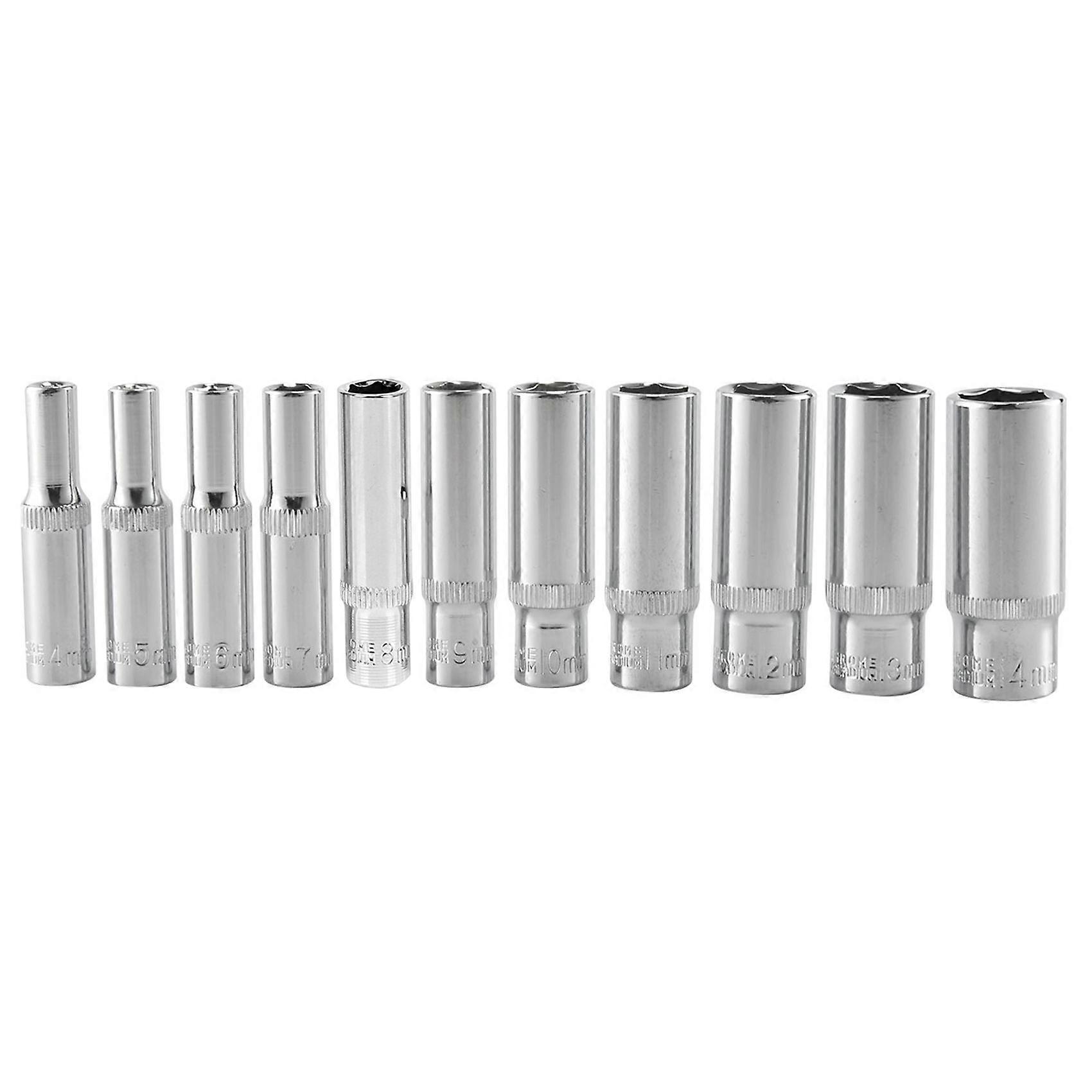11 pcs 1/4 inch Drive Deep Socket Set CRV Hand Tools 6 Point Long Socket Hex Repair Tool