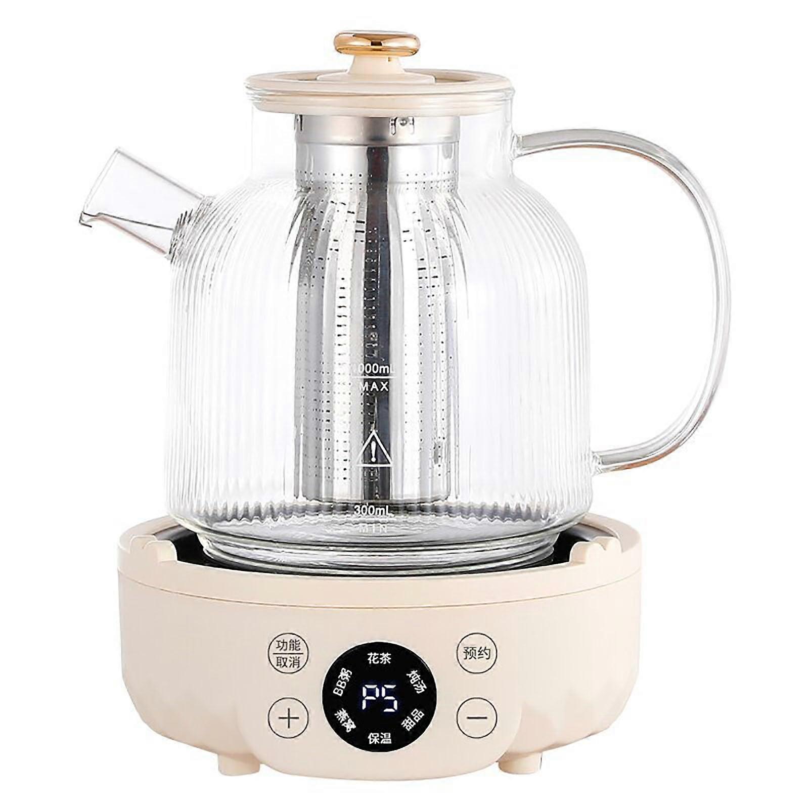 Electric Kettle 2L Borosilicate Glass Rapid 500W Boil Smart Touch Control 12H Timer Tea Maker