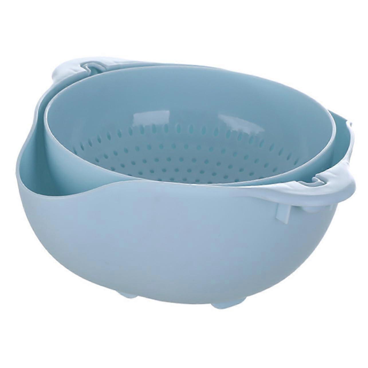 Wheat Straw Kitchen Strainer with Handles, Double Layer Colander for Fruit and Vegetable Washing