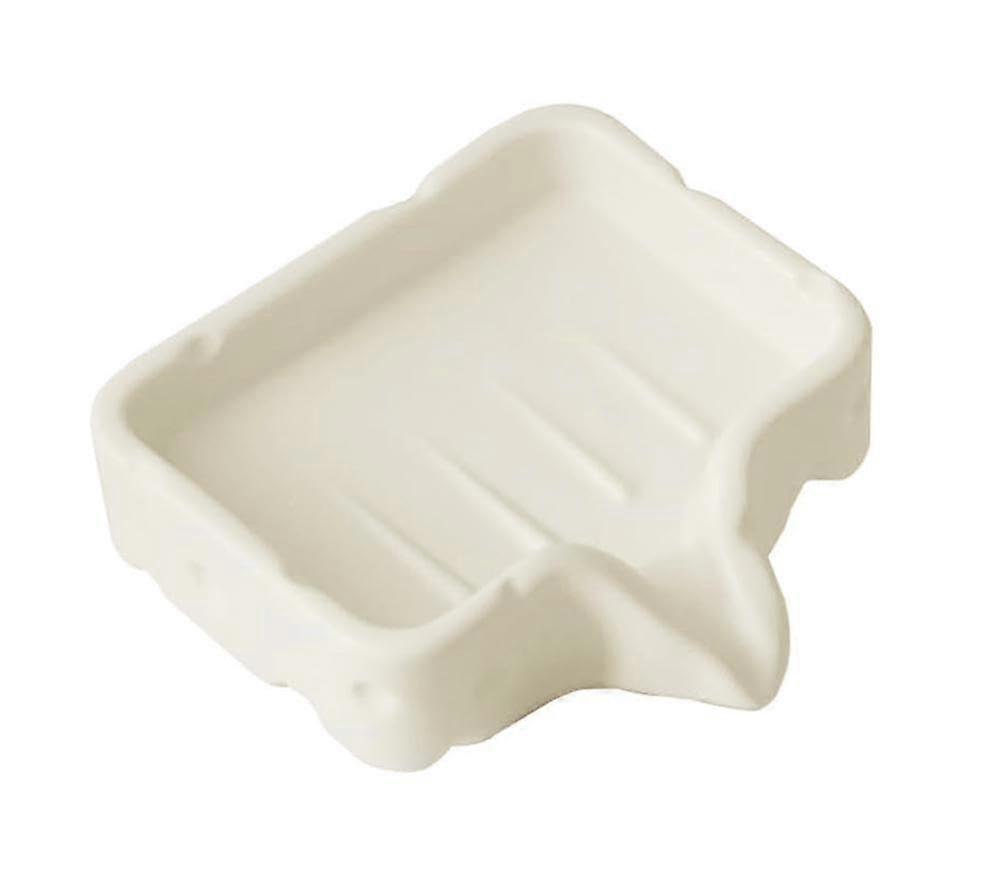 Ceramic Soap Dish with Fast Drainage and Decorative Cheese Pattern, Bathroom Soap Holder