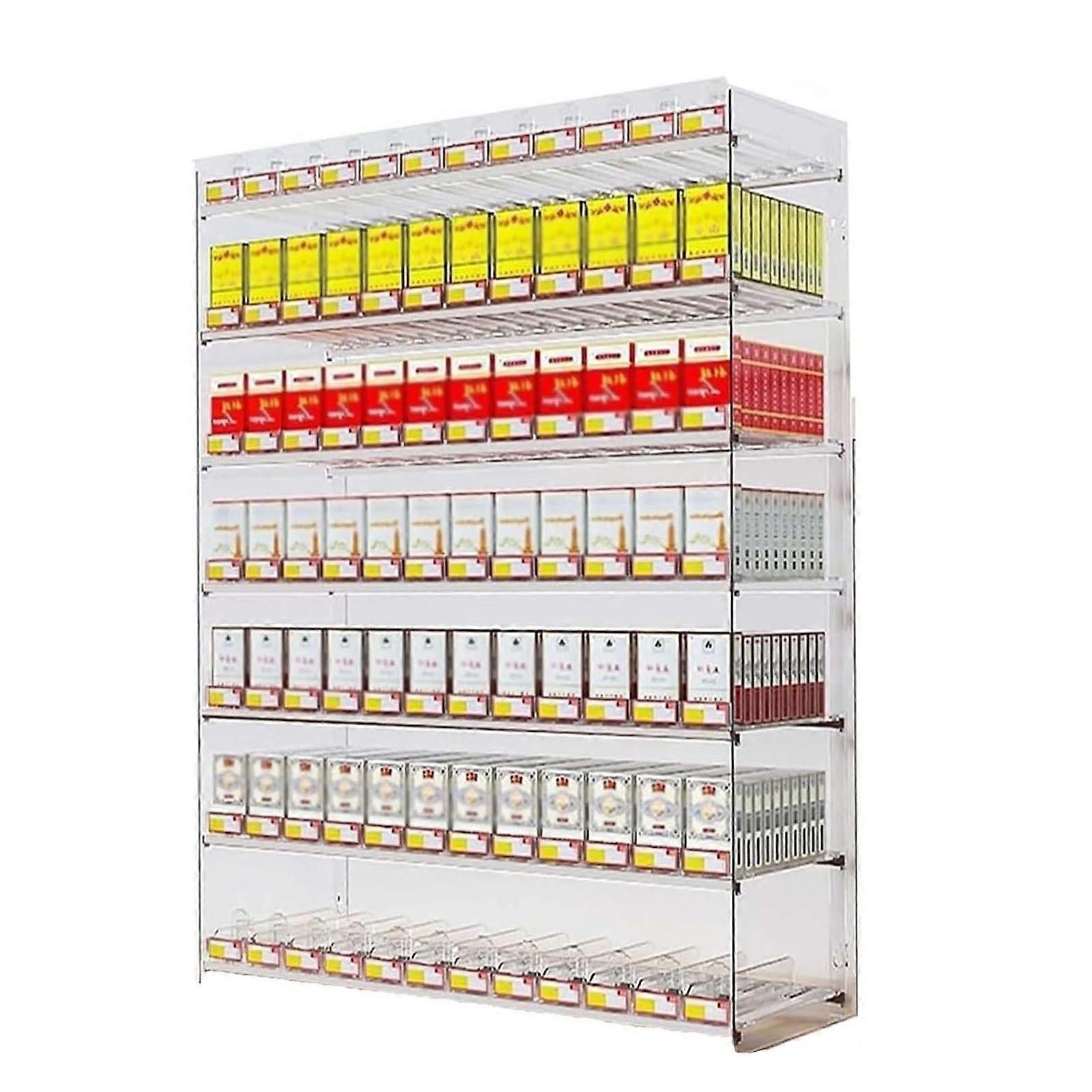 Acrylic Cigarette Display Rack with Automatic Pusher System, Wall Mounted Transparent Holder for Retail