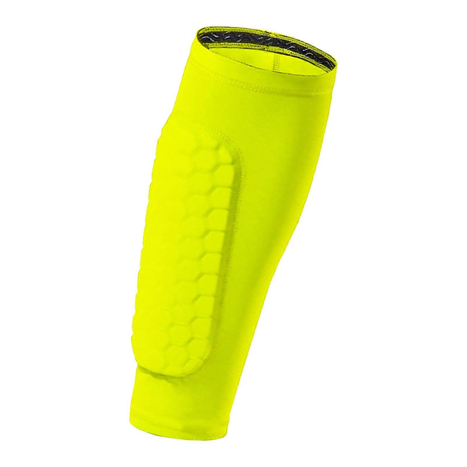 Shin Guards with Compression Calf Sleeves, ImpactAbsorbing Foam Padding, Fluorescent Green