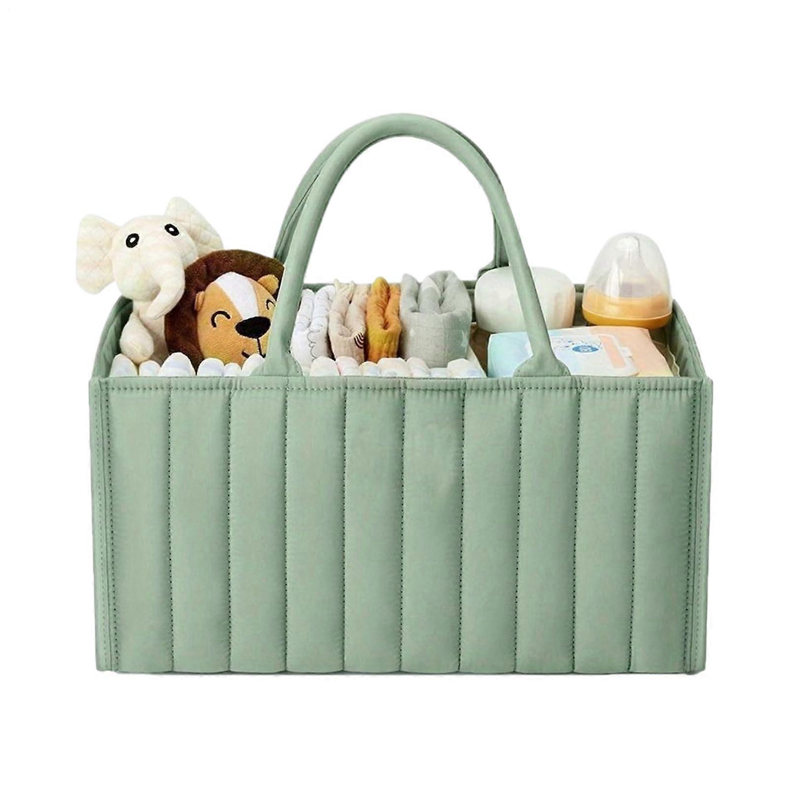 Diaper Caddy Organizer with Handle, Foldable Waterproof Felt, Capacity Nursery Storage Bin