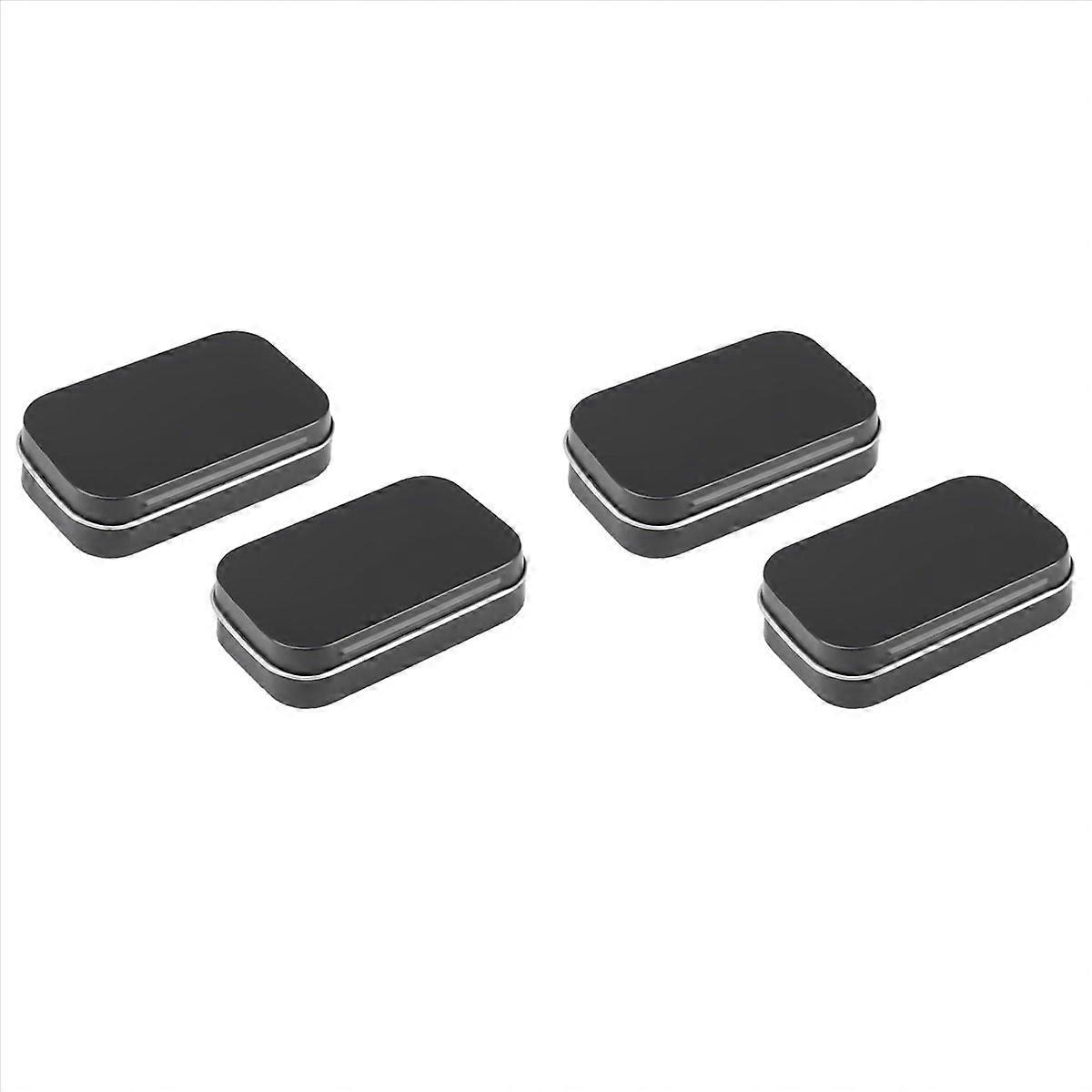 2 PCS Small Storage Box with Lid Rectangular Small Tin Boxes Black