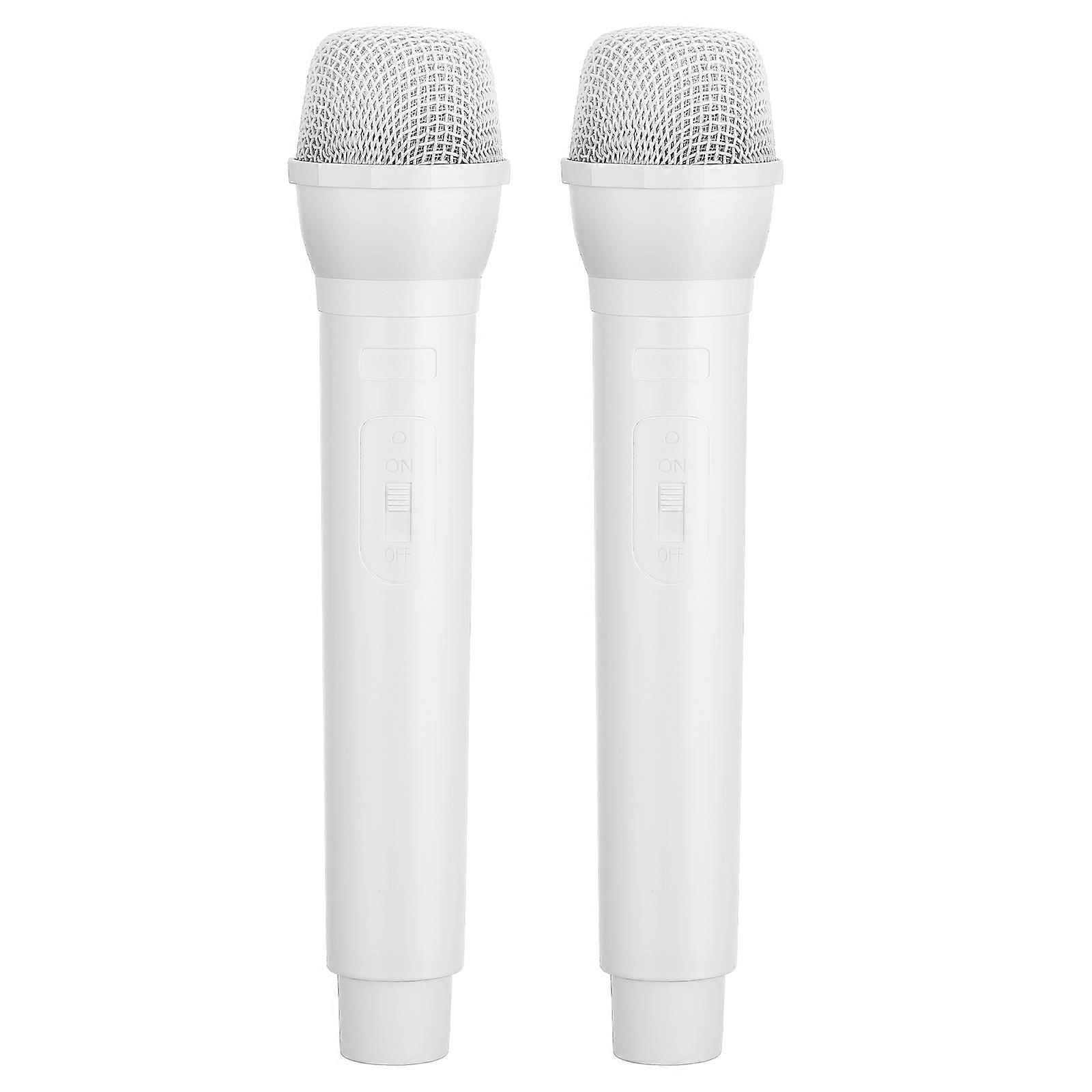 2Pcs Artificial Microphone Prop for Children Pretend Play White ABS