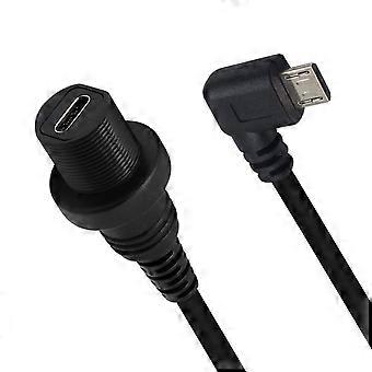 USB C Panel Mount Cable 30cm Right Angle Female to 5Pin Male for Car Dashboard Fast Charging