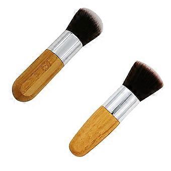 2 pz Pennelli cosmetici Pennelli per il trucco Set Pennello per fondotinta Pennello multifunzione Strumenti per il trucco (pennello a testa piatta e rotonda)