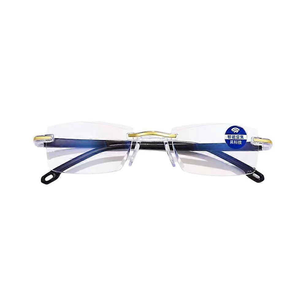 Men Anti Blue Light Blocking Rimless Reading Glasses Spring Readers Hinge