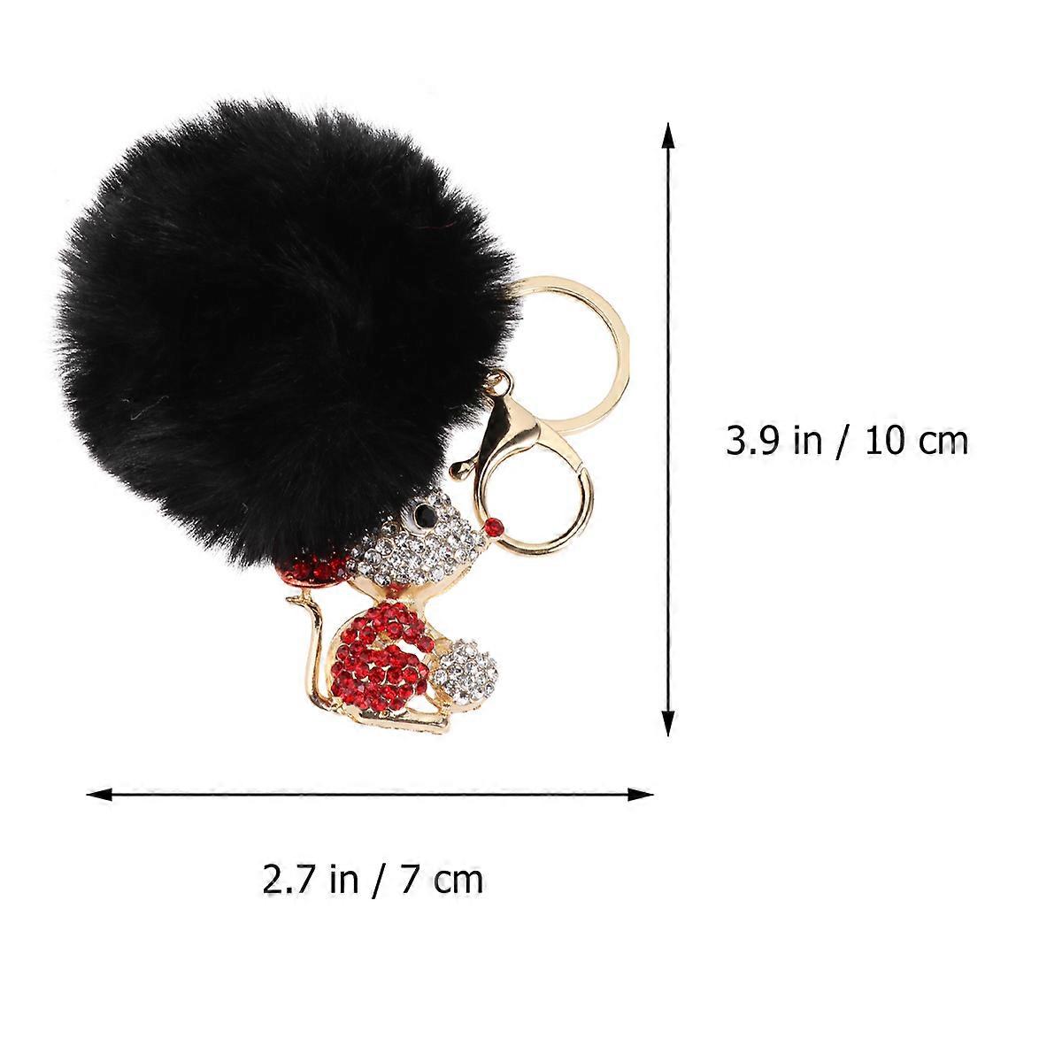 Funny Plush Keychains Small Mouse Key Holder Decoration Black 1Set