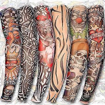 6 stk. midlertidige tatoveringsærmer, 6 stk. sæt kunst midlertidige falske slip-on tatoveringsærmer, farve 1 HY-26