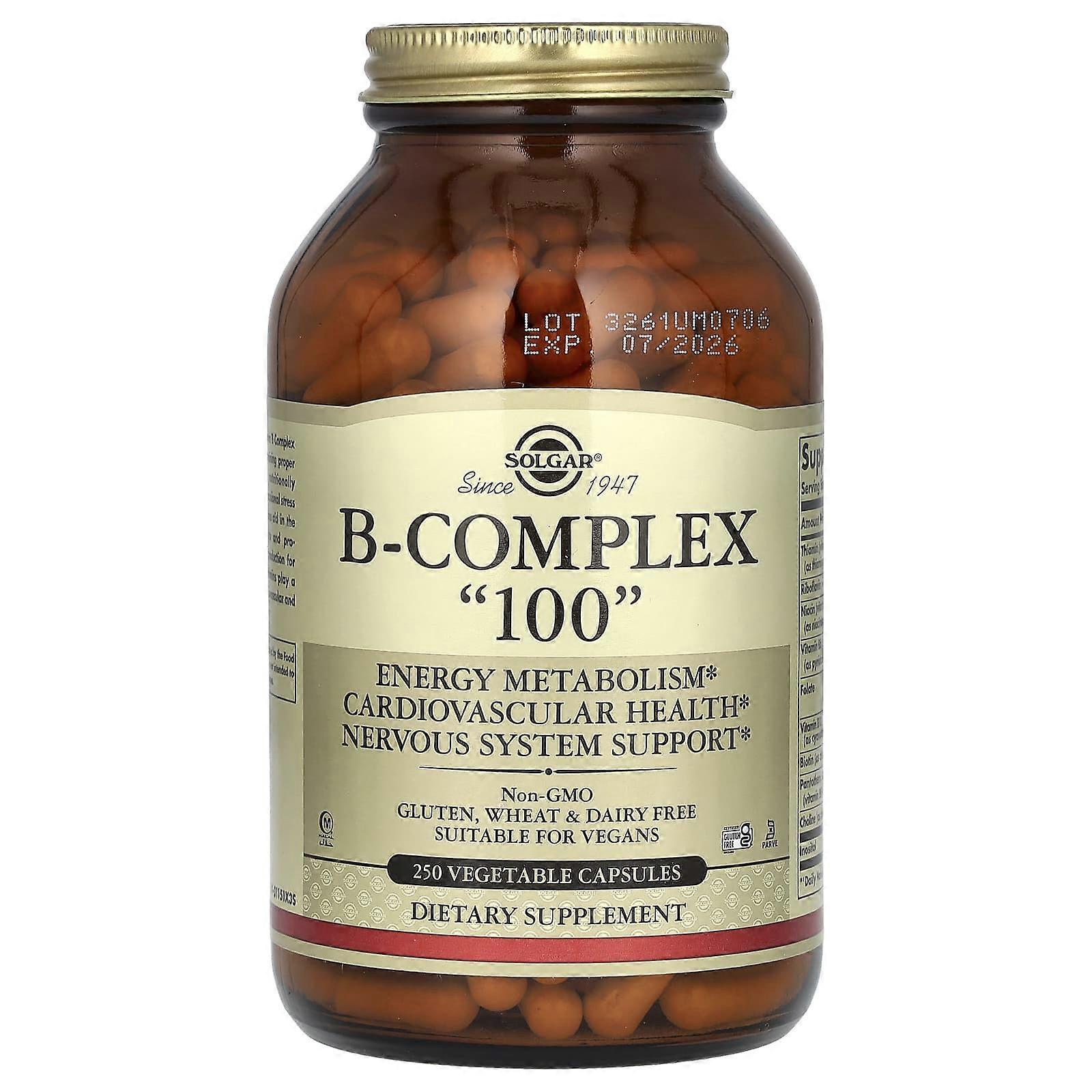 Solgar, B-Complex "100", 250 Vegetable Capsules