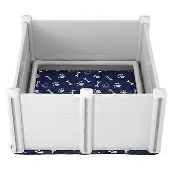 Boîte de mise bas pour chien, 38,6 x 38,6 x 18,1 po, Stylo de mise bas, Boîte d’accouchement pour chien avec rails et coussin d’urine lavable, pour chiens de race moyenne, blanc