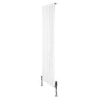 Flat Single Column Radiator 1800mm x 560mm TRV Chrome Valves Modern Designer Single Panel Central