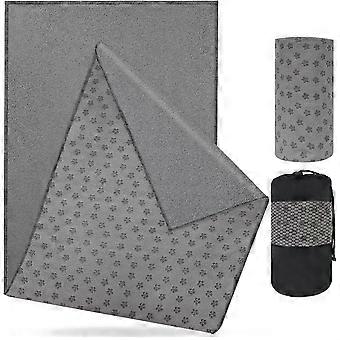 Toalha de Yoga com Pontos de Silicone Aderentes, Cobertor de Yoga em Microfibra, Macia e Respirável, de Secagem Rápida, com Bolsa de Transporte em Tela para Uso Interno