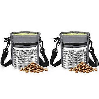2X Dog Treat Pouch Bag-Treat Pouches for Pet Training - 3-in-1 Multipurpose Dog Training Kit-Gray