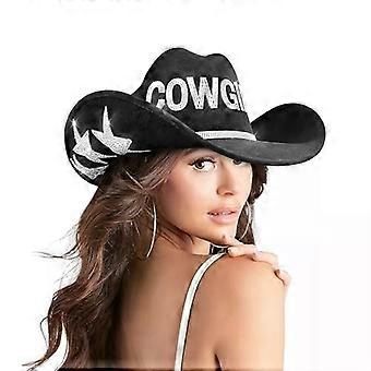 Cowboy Hats for Women Rhinestone Cowgirl Hat Felt Western 6 3/4-7 3/8 Black