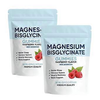 Gomas de bisglicinato de magnésio 1-3x sabor framboesa, não transgênicas, veganas, 60 unidades