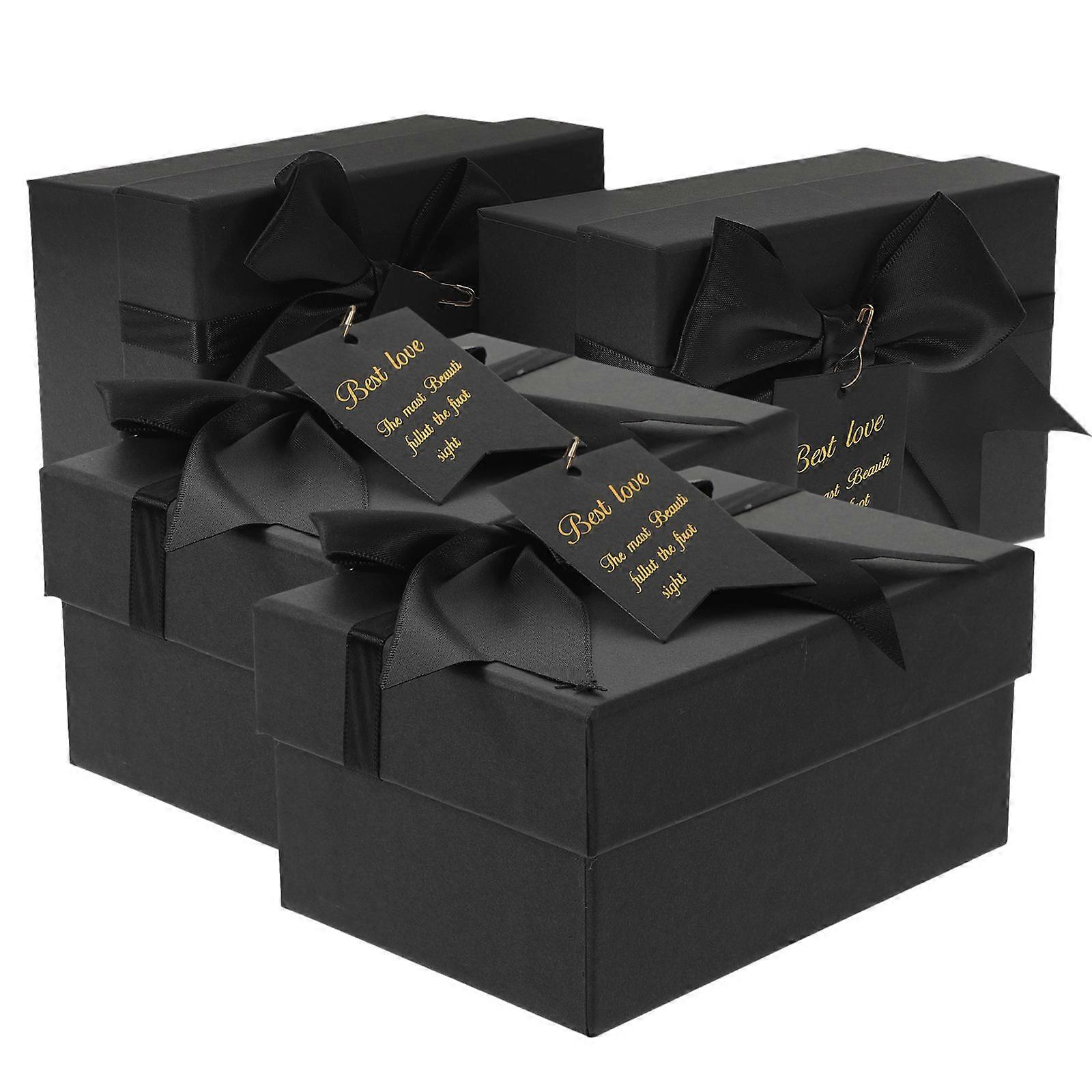 Black Gift Boxes Paper for Storage 4Pcs Durable Gift Packaging Boxes