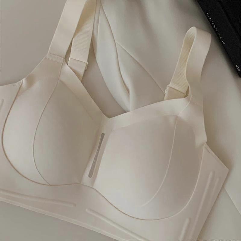 White Anti-Sagging Support Wireless Bra with Adjustable Wide Straps