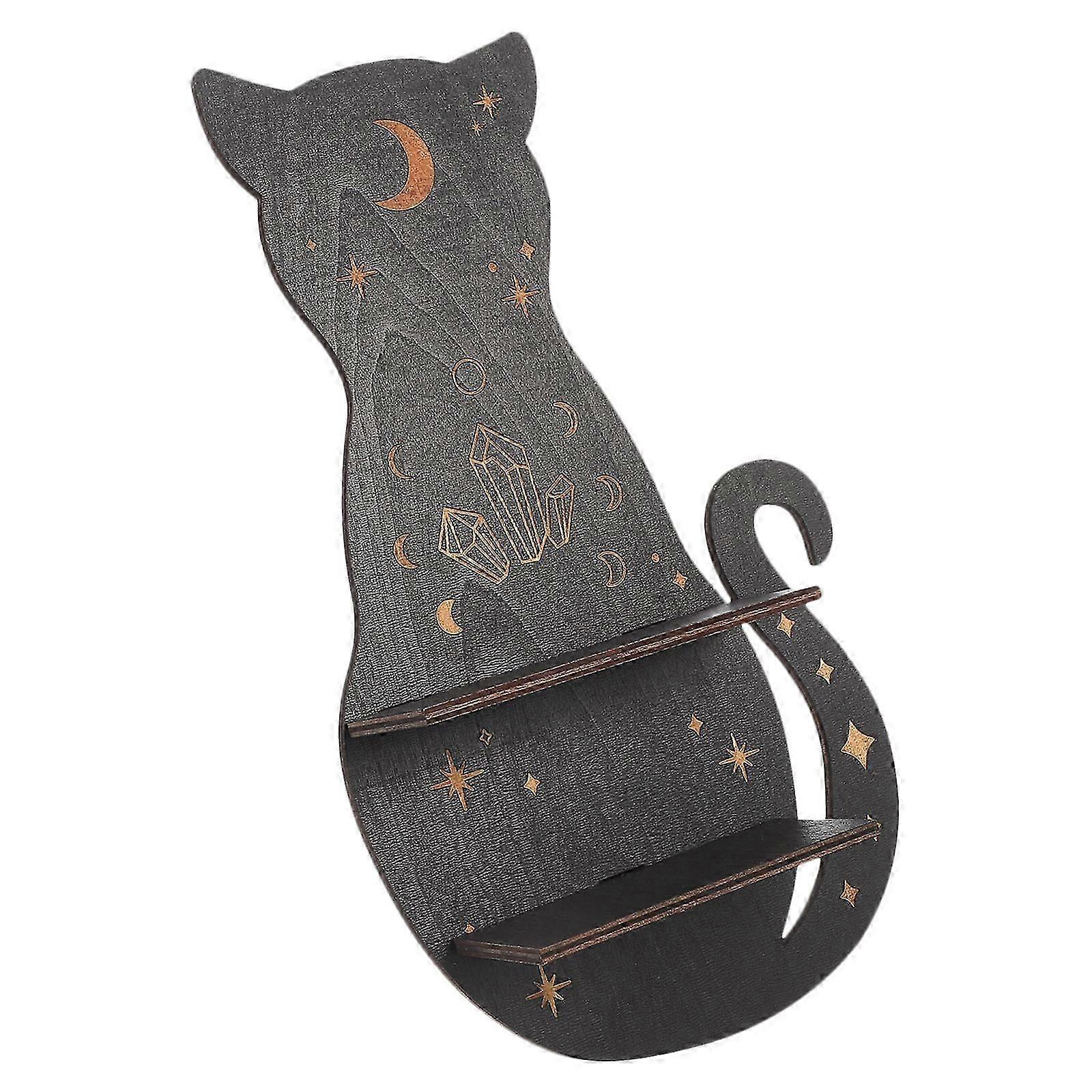 Wall Mounted Shelf Wooden Cat Shape Floating Rack for Display