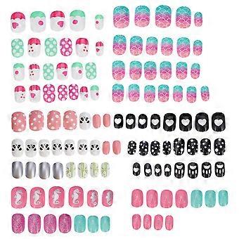 Girls False Nail Fingernail for DIY Kids 120Pcs Assorted Color Fake Nails