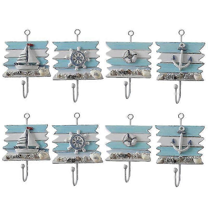 Adhesive Stick Hooks 8 Pack - Density Board Heavy Duty Hooks for Hanging Clothes, Hats, Scarves, Towels, 17x8x2cm