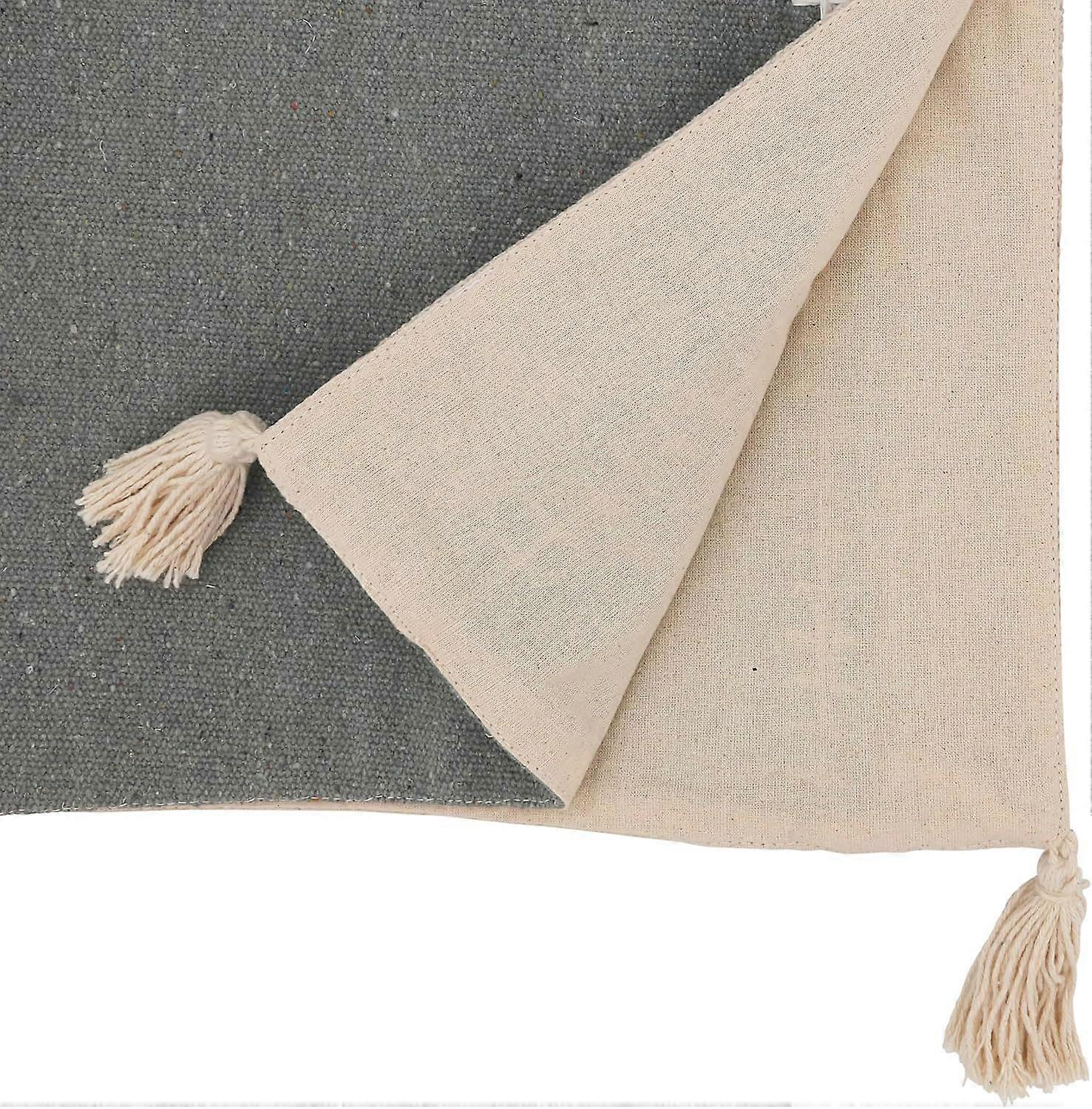 Whipstitched Border Design Table Runner, Grey, 16"x72"