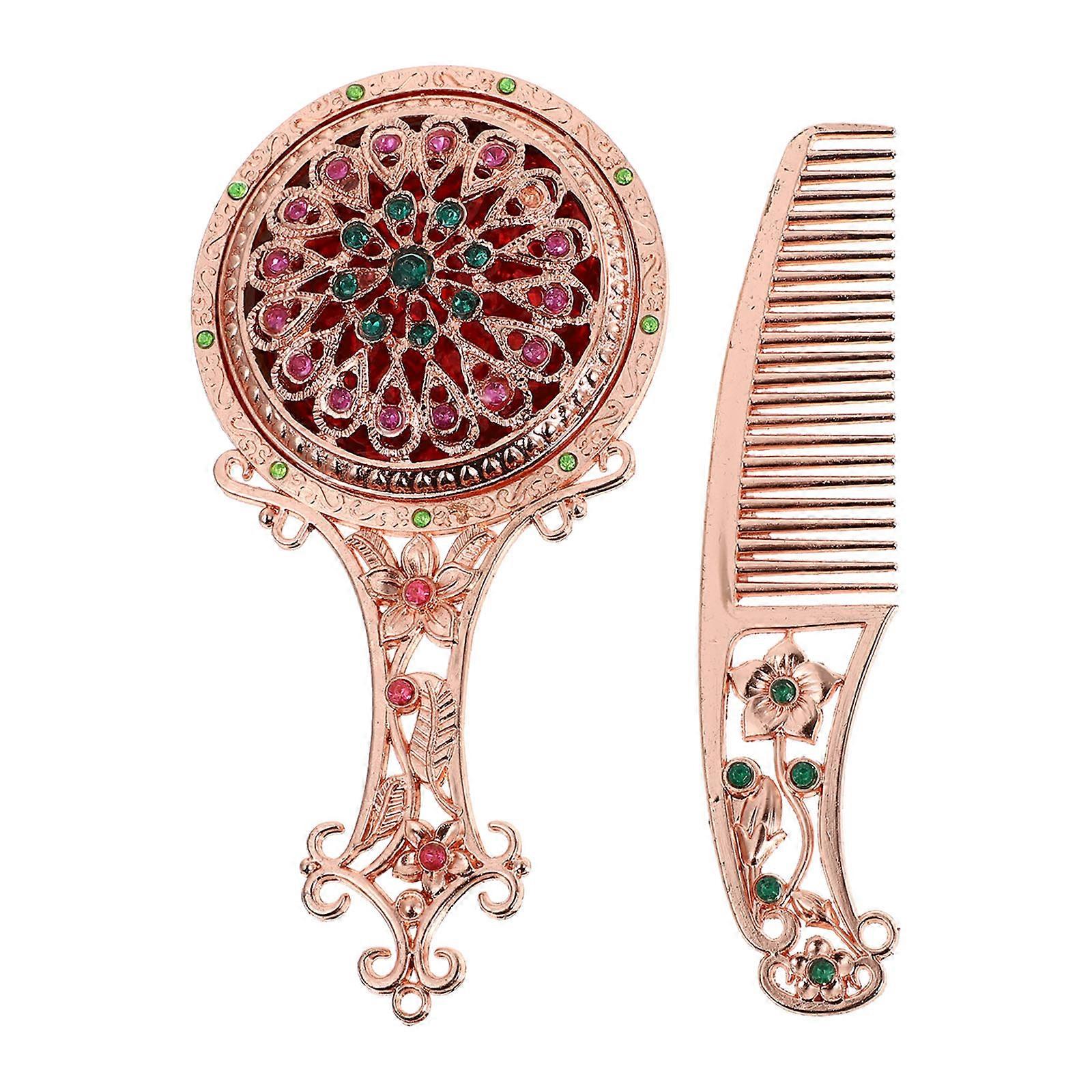 Handheld Makeup Mirror with Comb Portable Mirror 2Sets for Makeup