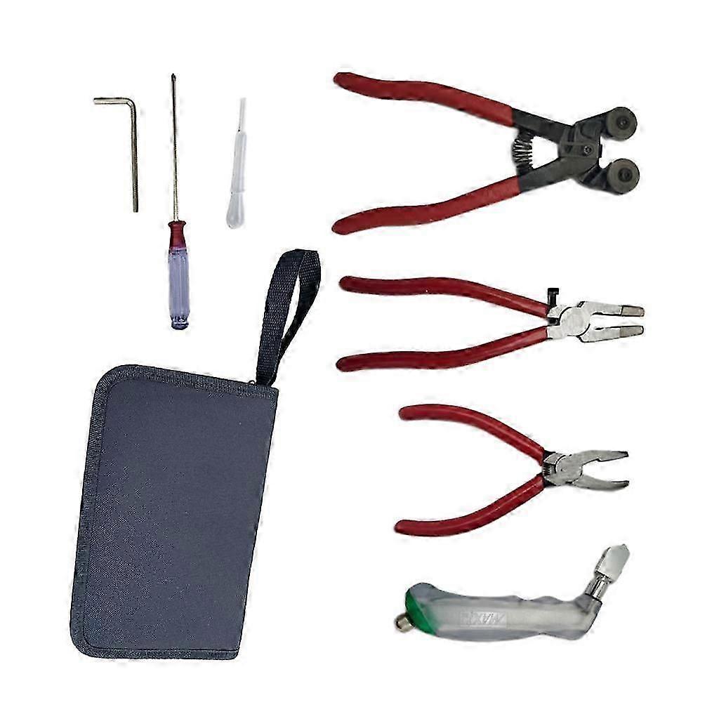 Glass Cutting Tool Kit with 2 Pliers 3 Extra Replacement Head Screwdriver