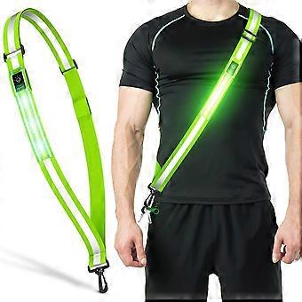 LED Reflective Belt Sash Walking Gear, Reflective Vest Running Gear USB Rechargeable LED Light Up Vest High Visibility Safety Lights for Walkers at Ni